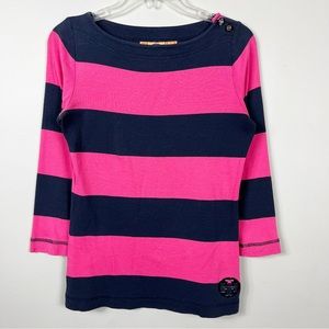 Tory Burch Striped Color Block Boatneck Top